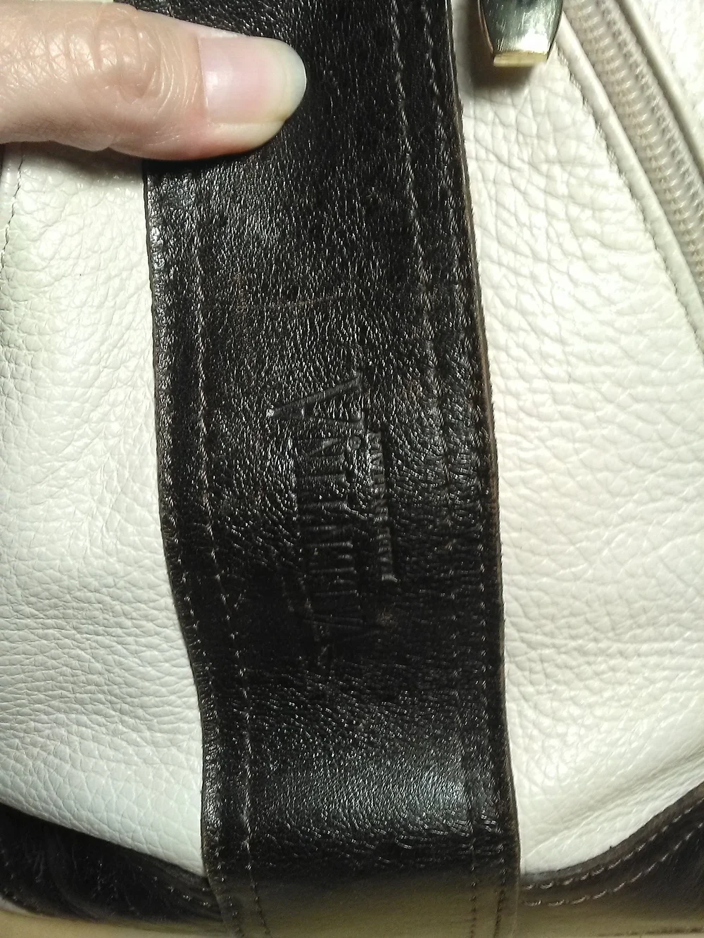 EXC. VALENTINA LEATHER CREAN & Dark Brown Satchel Bag SOFT BEAUTY - Picture 2 of 11